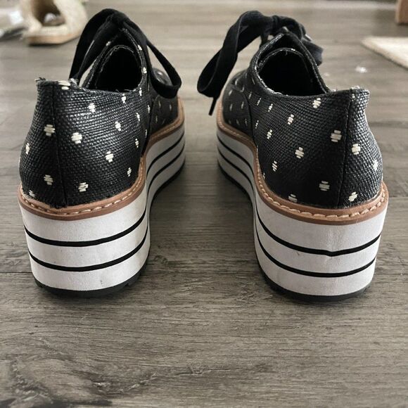Zara black coated canvas platform polka-dot derby sneakers Size 36 - Picture 10 of 14